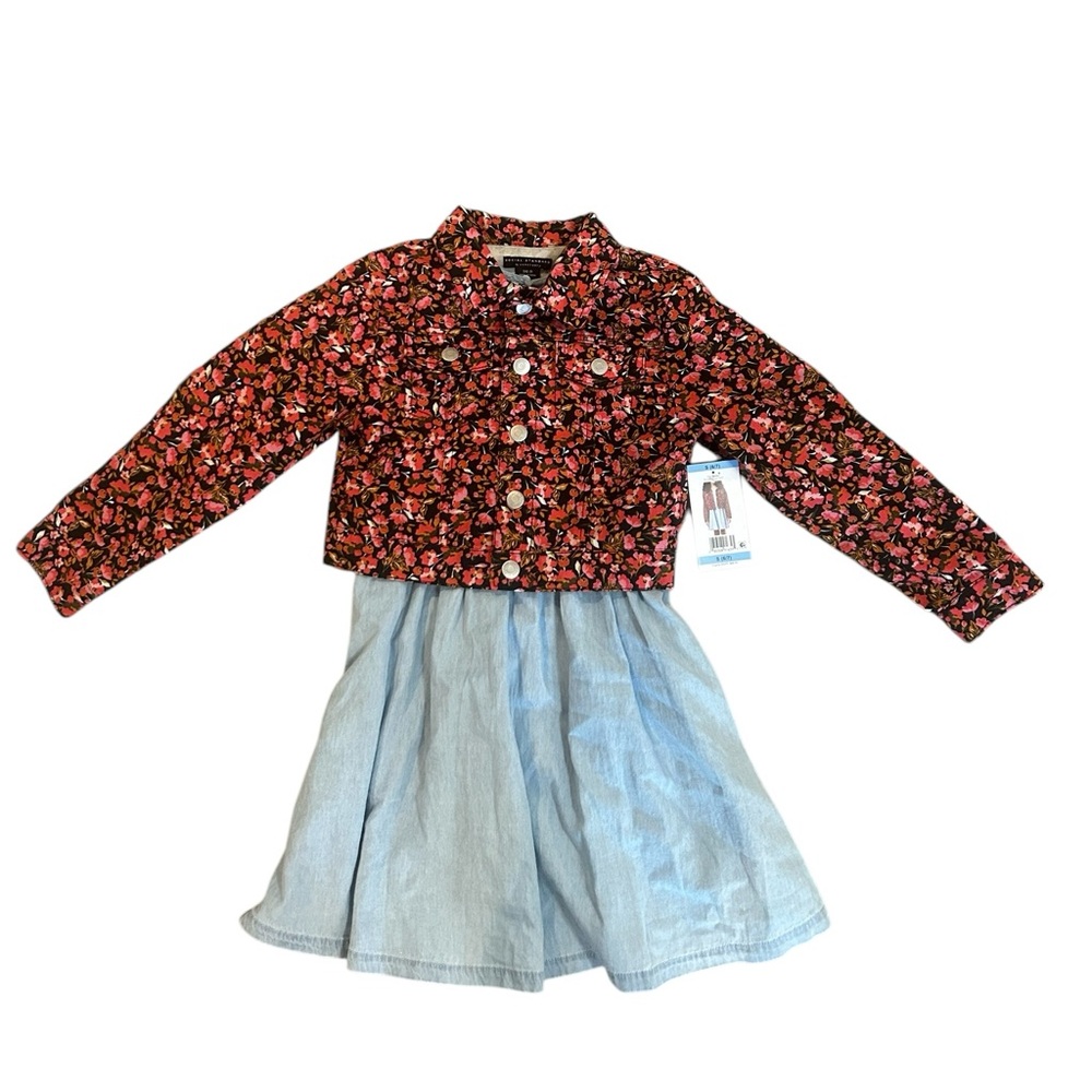 Social Standard by Sanctuary Girls Denim Dress With Floral Jacket NWT Small 6/7 - Picture 2 of 16